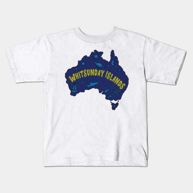 AUSSIE MAP WHITSUNDAY ISLANDS Kids T-Shirt by elsa-HD